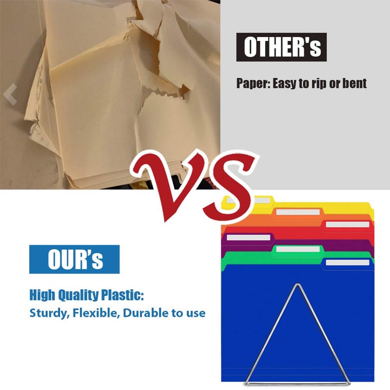 Sooez 6 Pack Plastic File Folders Colored with Sticky Labels, Heavy Duty Plastic Colored File Folders Letter Size with Erasable 1/3-Cut Tab, Stronger Than Manila File Folder, Perfect for Organization - Image 2